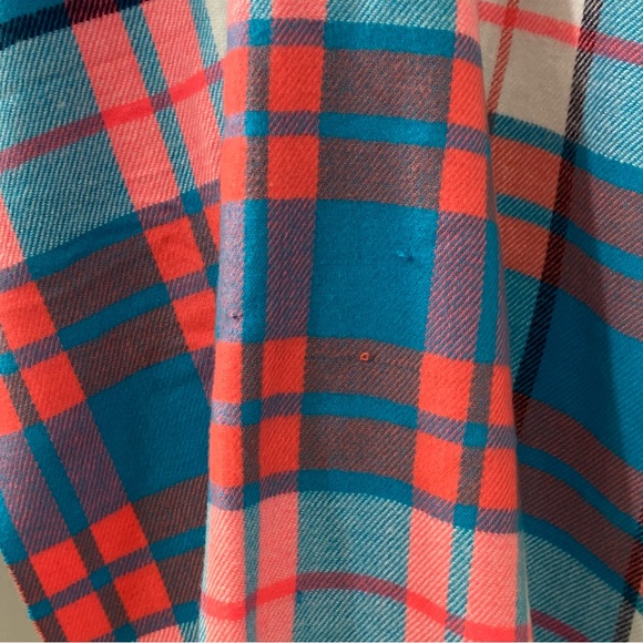 Blue stripe plaid fringed edged soft cashmere feel women scarf. Size Large. Used - Picture 4 of 8